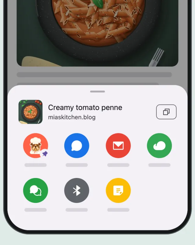 The Android share menu with CookZone pinned first